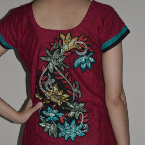 **** EMBROIDERED BROWN SALWAR KAMEEZ NEW S**** - Picture 5 of 6